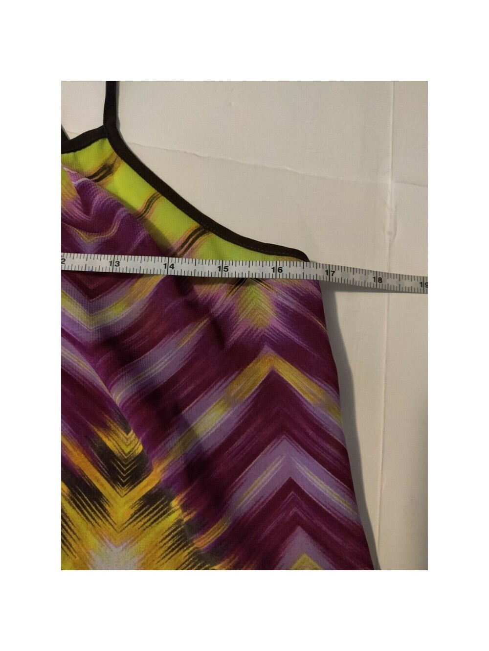 ana A New Approach Petite PM Purple Yellow Chevron Crochet Racerback Tank Top - Picture 8 of 12